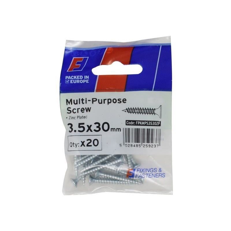 ForgeFix Multi-Purpose Pozi Screw CSK ST ZP 3.5 x 30mm ForgePack 20