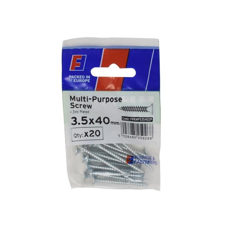 ForgeFix Multi-Purpose Pozi Screw CSK ST ZP 3.5 x 40mm ForgePack 20