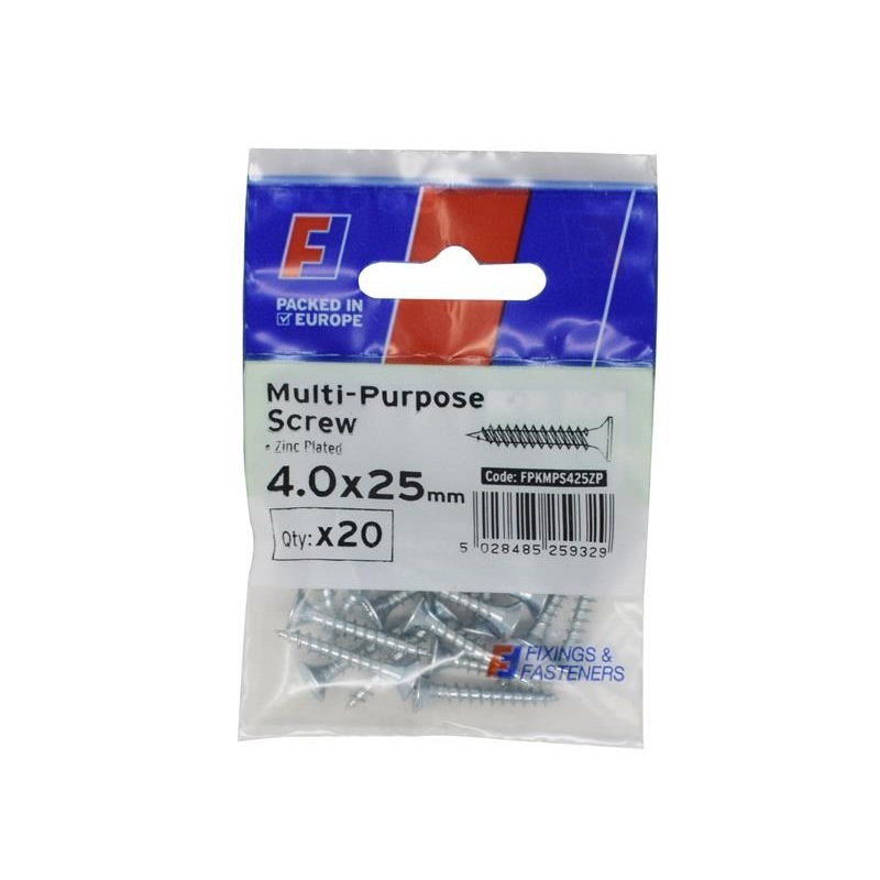ForgeFix Multi-Purpose Pozi Screw CSK ST ZP 4.0 x 25mm ForgePack 20