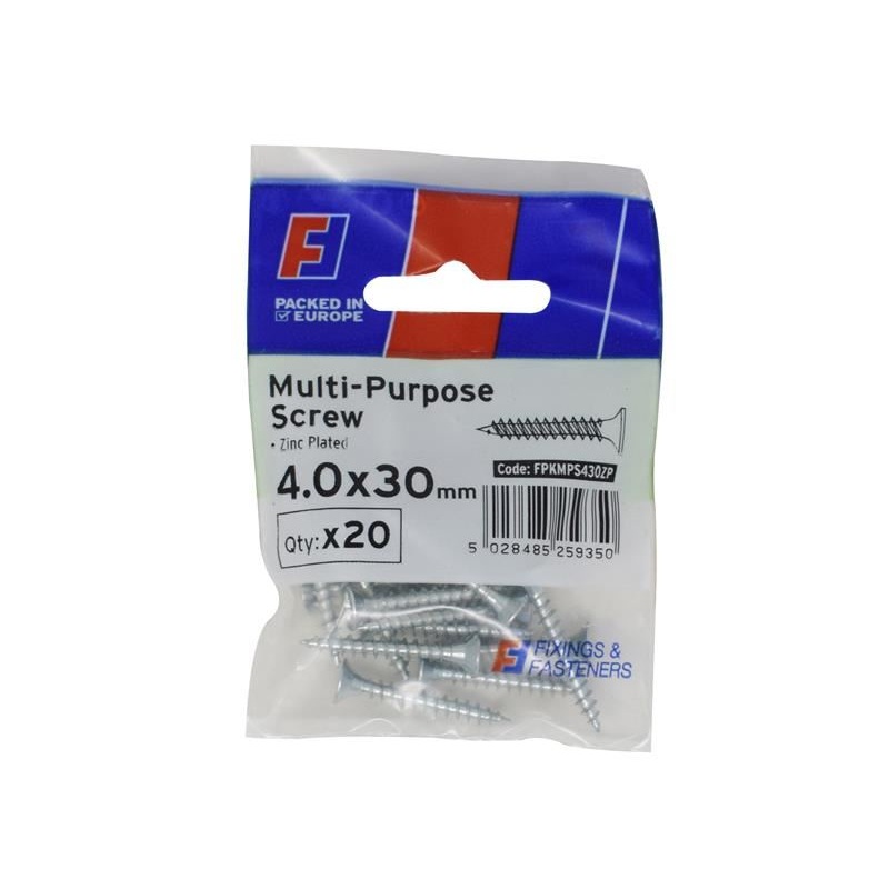 ForgeFix Multi-Purpose Pozi Screw CSK ST ZP 4.0 x 30mm ForgePack 20