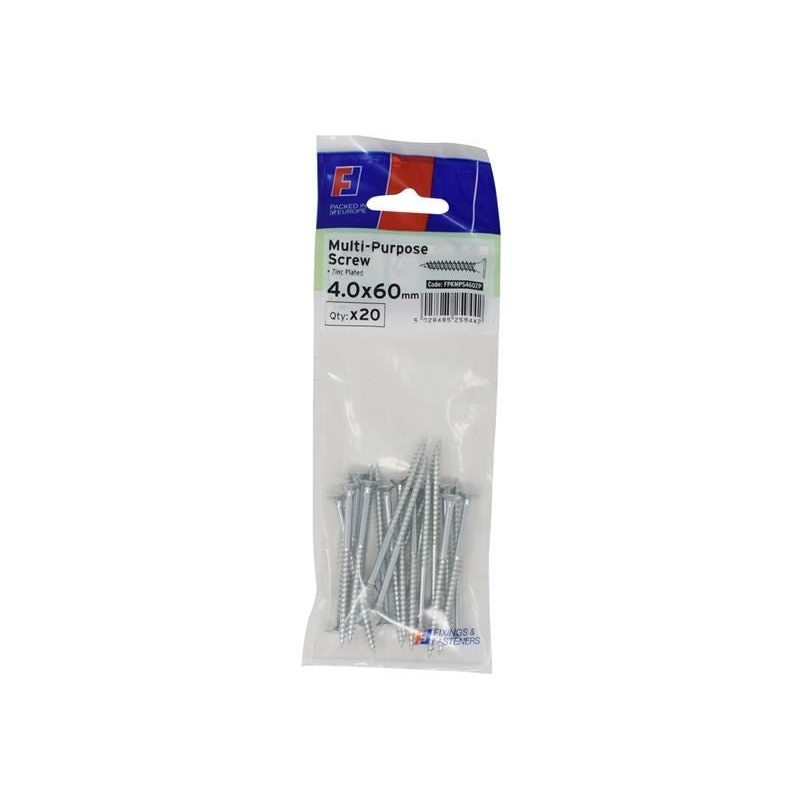 ForgeFix Multi-Purpose Pozi Screw CSK ST ZP 4.0 x 60mm ForgePack 20