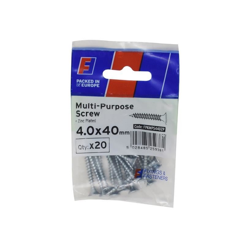 ForgeFix Multi-Purpose Pozi Screw CSK ST ZP 4. x 40mm ForgePack 20