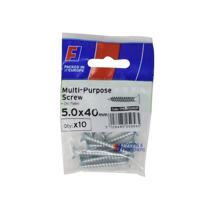 ForgeFix Multi-Purpose Pozi Screw CSK ST ZP 5.0 x 40mm ForgePack 10