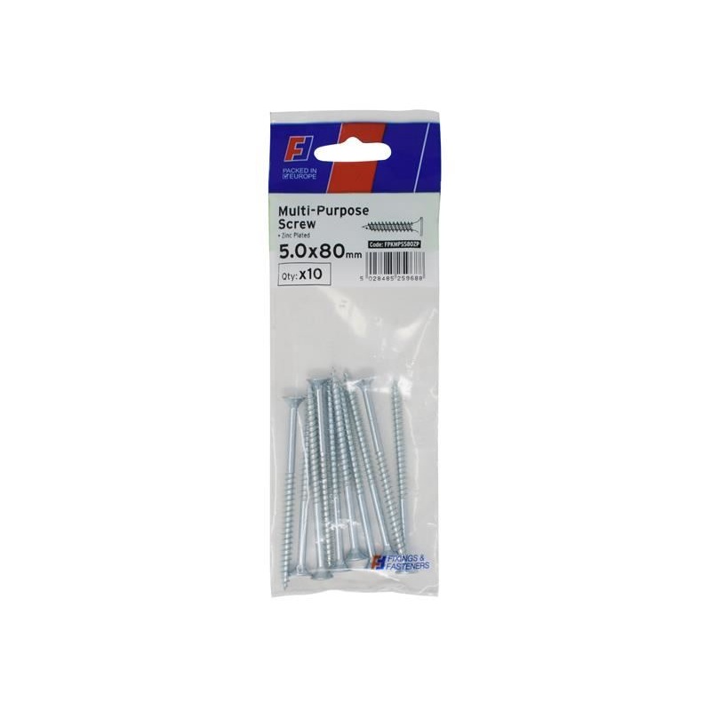 ForgeFix Multi-Purpose Pozi Screw CSK ST ZP 5.0 x 80mm ForgePack 10