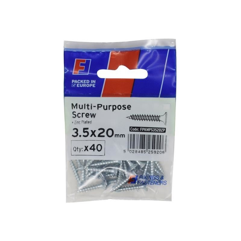 ForgeFix Multi-Purpose Pozi Screw CSK ST ZP 3.5 x 20mm ForgePack 40