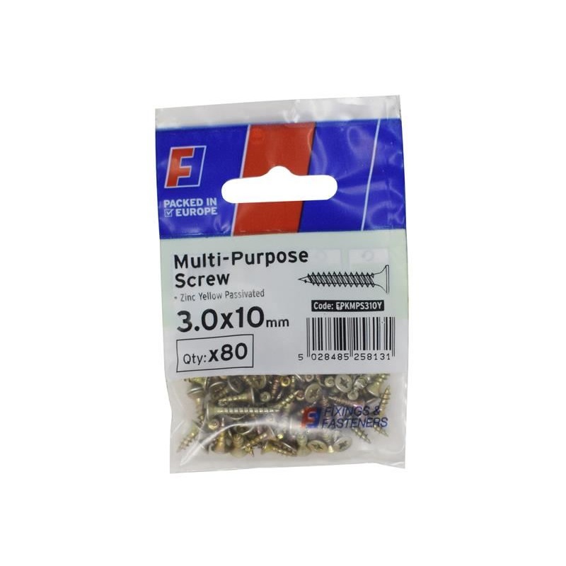 ForgeFix Multi-Purpose Pozi Screw CSK ST ZYP 3.0 x 10mm ForgePack 80
