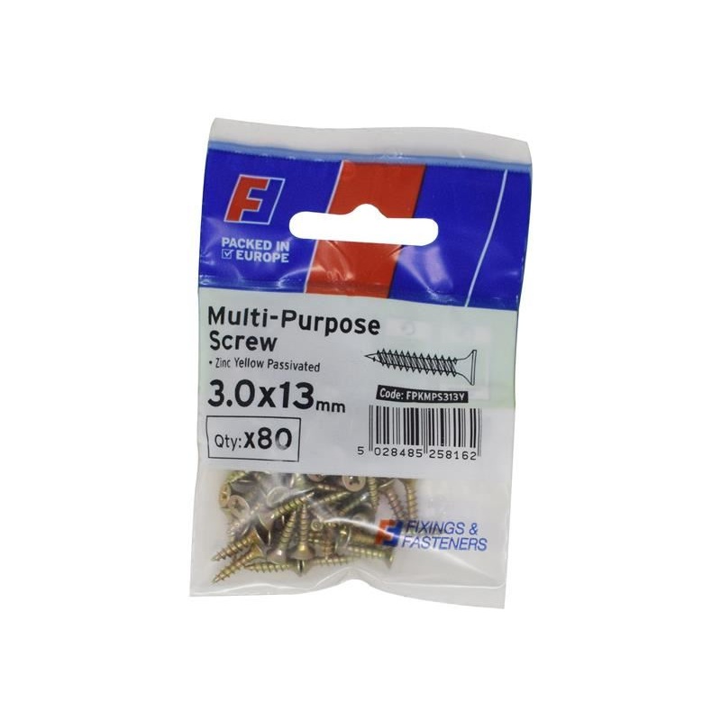 ForgeFix Multi-Purpose Pozi Screw CSK ST ZYP 3.0 x 13mm ForgePack 80