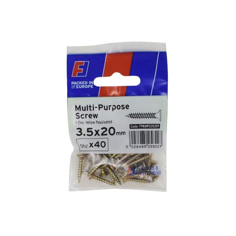 ForgeFix Multi-Purpose Pozi Screw CSK ST ZYP 3.5 x 20mm ForgePack 40