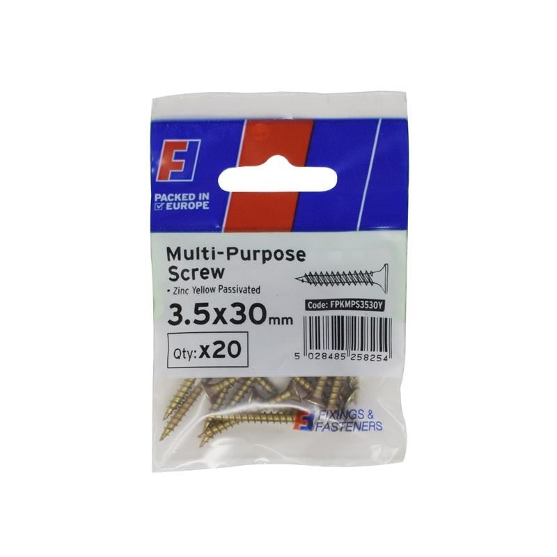 ForgeFix Multi-Purpose Pozi Screw CSK ST ZYP 3.5 x 30mm ForgePack 20