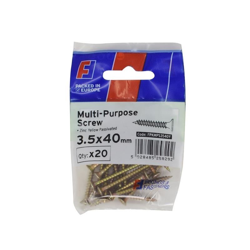 ForgeFix Multi-Purpose Pozi Screw CSK ST ZYP 3.5 x 40mm ForgePack 20