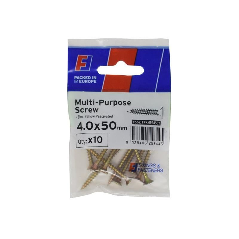 ForgeFix Multi-Purpose Pozi Screw CSK ST ZYP 4.0 x 50mm ForgePack 10