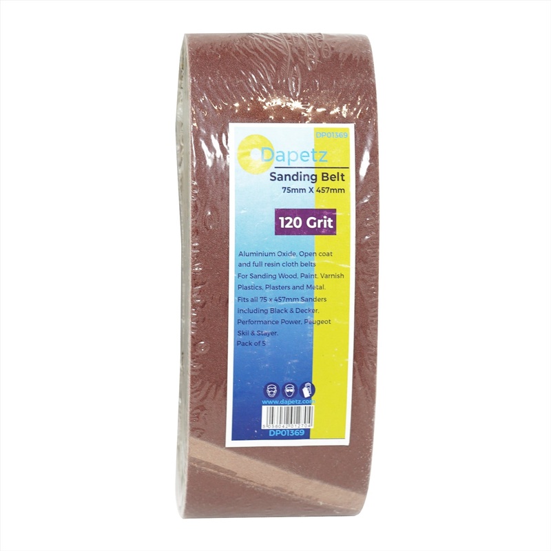 Sanding Belts 75mm X 457mm (120 Grit) Coarse Aluminium Oxide Sander Sheets Pack of 5