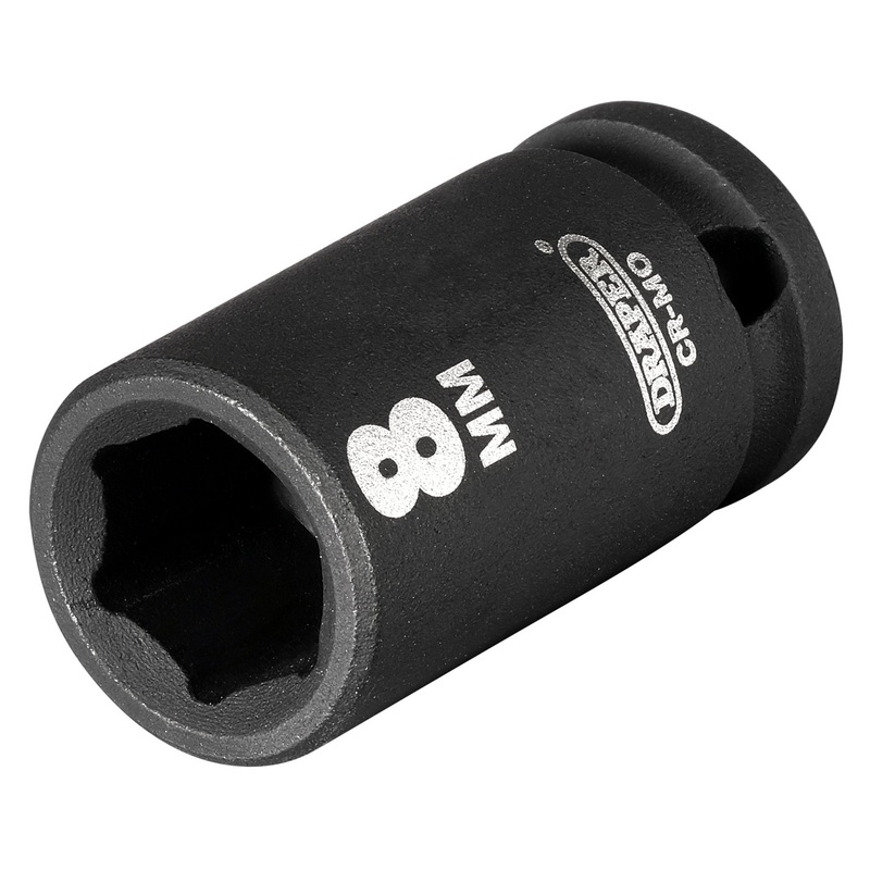 Draper Expert HI-TORQ 6 Point Impact Socket, 1/4 Sq. Dr., 8mm